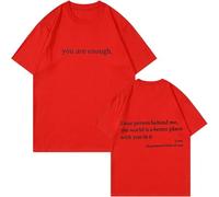 Yaepoip You Are Enough Tshirt Dear Person Behind Me Shirt for Men Mental Health Matters Graphic Casual Top (Red,S)