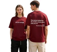 Yaepoip You Are Enough Tshirt Dear Person Behind Me Shirt for Men & Women Mental Health Matters Graphic Casual Top (Burgundy,S)