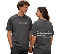 Yaepoip You Are Enough Tshirt Dear Person Behind Me Shirt for Men & Women Mental Health Matters Graphic Casual Top (Dark Gray,M)