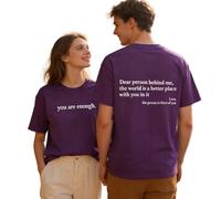 Yaepoip You Are Enough Tshirt Dear Person Behind Me Shirt for Men & Women Mental Health Matters Graphic Casual Top (Purple,M)