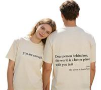 Yaepoip You Are Enough Tshirt Dear Person Behind Me Shirt for Men & Women Mental Health Matters Graphic Casual Top (Khaki,M)