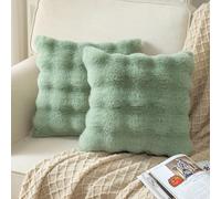 Yaertun Juego de 2 Fundas Cojines 50x50cm Funda de Almohada de Felpa de Sofá Pelo Artificial Suave Fundas de Cojines Decorativos Cuadrada para Oficina Dormitorio Habitacion Silla Salon,Verde Salvia
