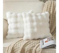 Yaertun Juego de 2 Fundas Cojines 60x60cm Funda de Almohada de Felpa de Sofá Pelo Artificial Suave Fundas de Cojines Decorativos Cuadrada para Oficina Dormitorio Habitacion Silla Salon,Blanco