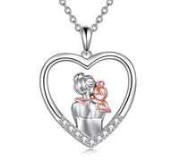 YAFEINI Collar de Madre e Hija Plata de Ley 925 - Colgante de Corazón para Cumpleaños, Navidad y Día de la Madre - Joyería Regalo para Mamá e Hija