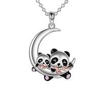 YAFEINI Collar de panda de plata de ley con colgante de animal, regalos de joyería para mujeres, mamá, día de la madre (collar de panda)