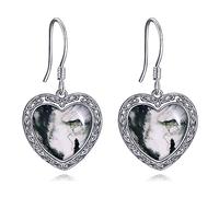 YAFEINI Pendientes de Plata de Ley 925 con Nudo Celta, Corazón, Amor, Joyería de Navidad para Mujeres y Niñas, Plata de ley, Ágata