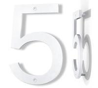 Yafimea Número de casa exterior 20 cm blanco, Número grande para pared o valla con diseño moderno y efecto flotante 3D, plástico ABS resistente al clima (5)