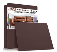 YAFLC Parche de Cuero Adhesivo, 3pcs 28x21cm Polipiel Adhesiva? Reparación de Cuero para Sofá, Asiento de Coche, Muebles, Chaquetas Marrón