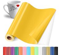 YAFLC Vinilo Adhesivo Amarillo, 30.5x400cm Rollos de Vinilo Permanente, Film Autoadhesivo para Vidrio, Tazas de Café, Cerámica, Regalos de Bricolaje