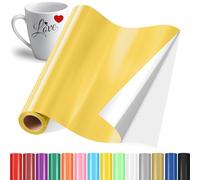 YAFLC Vinilo Adhesivo Dorado metálico, 30.5x400cm Rollos de Vinilo Permanente, Film Autoadhesivo para Vidrio, Tazas de Café, Cerámica, Regalos de Bricolaje