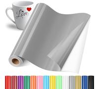 YAFLC Vinilo Adhesivo Gris, 30.5x400cm Rollos de Vinilo Permanente, Film Autoadhesivo para Vidrio, Tazas de Café, Cerámica, Regalos de Bricolaje