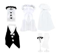YAFLUG Juego de 4 Fundas Elegantes para Botellas de Vino, Decoración Romántica para Bodas, Novia y Novio, Ideal para Banquetes, Despedida de Soltera, Regalo de Aniversario, Fiesta de Compromiso