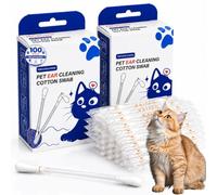 Yagaspantery 100 Piezas Hisopos de Algodón Limpiador Ótico Perros Y Gatos, Higiene De Oidos, Alivian Cera, Suciedad y Mal Olor en, Eliminador Suave de Olores, Empaquetado Individualmente
