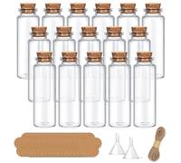 Yagaspantery 16Pcs Mini Botellas de Cristal, Set de Botella de Vidrio con Etiqueta y Cordel, Tarro de Vidrio para Frasco para Dulces,Especias (40ml)