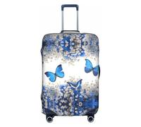 yagDAA Funda protectora de equipaje con estampado de mariposas azules y flores blancas, para maletas de 18 a 32 pulgadas, White, S