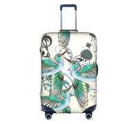 yagDAA Funda protectora de equipaje con estampado de notas musicales de pájaros verde azulado, para maletas de 18 a 32 pulgadas, White, XL