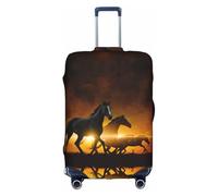 yagDAA Funda protectora de equipaje con estampado de nubes rojas brillantes de caballos negros, funda protectora de equipaje de viaje, para maletas de 18 a 32 pulgadas, White, XL