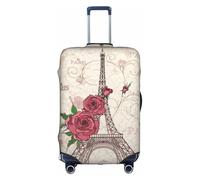 yagDAA Funda protectora de equipaje con estampado de rosas de la Torre Eiffel, para maletas de 18 a 32 pulgadas, White, S