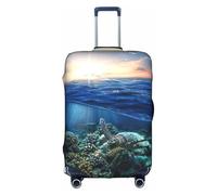 yagDAA Funda protectora de maleta con estampado de tortuga marina flotando hacia arriba y sobre coral, funda protectora de equipaje de viaje, para maletas de 18 a 32 pulgadas, White, S