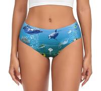 yagDAA Ropa interior para mujer, con estampado de mundo submarino de colores, ropa interior suave y elástica, bragas hipster para mujer, Negro, XL