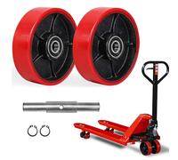 YAGEANNL 2 piezas de ruedas para transpaleta de 180 x 50 mm con rodamientos de bolas, ruedas PU para transpaletas, ruedas de repuesto con eje