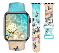 YAGEDOVIU Correas de reloj de playa compatibles con reloj de 38 mm, 40 mm, 41 mm, 42 mm para mujer, tortuga marina, pulsera de repuesto de silico