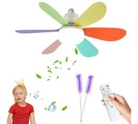 Yagerod 40W LED Ceiling Fans with Lights, Plug in Ceiling Fan Light Bulb Bayonet Fitting with Remote, Dimmable 3-Color 3-Speed Small Screw in Roof Fan for Bedroom Living Room (C)