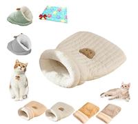 Yagerod Cat Sleeping Bag, Cat Bed Cave Sleeping Bag, Sleeping Bag For Cats Soft and Comfortable Cat Bed Cave Cozy Cat Beds, Cat Winter Sleeping Bag For Cats and Small Dog (A White, M)