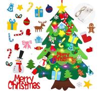 Yagerod Everized Felt Christmas Tree For Kids, DIY Felt Christmas Tree Set, Interactive Felt Tree For Toddlers, Felt Tree For Toddlers with Lights, For DIY Tree Fun(D)