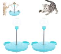 Yagerod Wobbly Dog Treat Toy, Leaking Treats Ball Pet Feeder Toy, Cat Treat Dispenser Ball, Interactive Pet Toy, Feeder for Cats and Small Dogs for Hunting Chasing and Exercise(Blue*2)