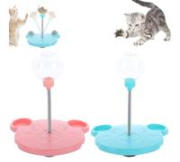 Yagerod Wobbly Dog Treat Toy, Leaking Treats Ball Pet Feeder Toy, Cat Treat Dispenser Ball, Interactive Pet Toy, Feeder for Cats and Small Dogs for Hunting Chasing and Exercise(Blue+Pink)