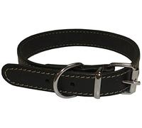 YAGO Collar Ajustable de Cuero Suave para Perro, pequeño, 26-32 cm, Negro