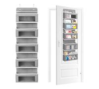 Yagosodee Organizador Colgante de Puerta, Organizador Colgante, Organizador Colgante de BañO con 5 Bolsillos Transparentes para Dormitorio, Armario con 2 Ganchos de Metal, Gris