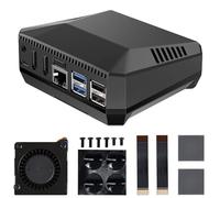 Yahboom Argon One V3 Case Raspberry Pi 5 Case Black Aluminum Alloy Case, Magnetic Upper Vover, with Cooling Fan,for RPi5 NVME M.2 SSD PWM Cooler PCIE, with M.2 Solid-State Card Slot