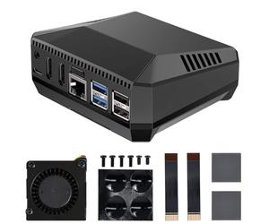 Yahboom Argon One V3 Case Raspberry Pi 5 Case Black Aluminum Alloy Case, Magnetic Upper Vover, with Cooling Fan,for RPi5 NVME M.2 SSD PWM Cooler PCIE, with M.2 Solid-State Card Slot