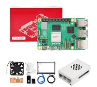 Yahboom Raspberry Pi 5 Developer Kit 2GB+IPS HD 7-Inch Display,Case (with Fan)+PD Power Adapter,Heat Sink Ubuntu20.04 ROS2 for Robot AI (2GB-7 in Screen Kit)
