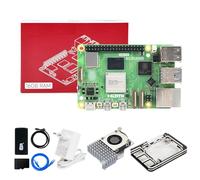 Yahboom Raspberry Pi 5 Starter Kit 16GB,64GB SD Card,Pi 5 Case Official Active Cooling, 27W 5.1V 5A USB C Power Supply, HDMI Cable Ubuntu20.04 ROS2 (16GB-Official Cooler Kit)