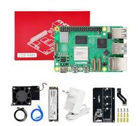 Yahboom Raspberry Pi5 Developer Kit 2GB + PD Power Adapter+Pi 5 Case Active Cooling+PCIe M.2 SSD+256G SSD ROS2 System Ubuntu20.04 Suitable for AI Programming Python (2GB-PCIe M.2 SSD Kit)