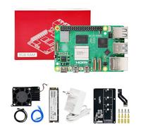 Yahboom Raspberry Pi5 Developer Kit 8GB + PD Power Adapter+Pi 5 Case Active Cooling+PCIe M.2 SSD+256G SSD ROS2 System Ubuntu20.04 Suitable for AI Programming Python (8GB-PCIe M.2 SSD Kit)