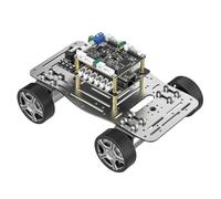 Yahboom RC Electric Car Chassis 4WD Wheels, Aluminum Alloy Motor,Suitable for DIY Electronic Design Competition, Expandable Raspberry Pi/UNO R3/Jetson (Chassis V1+Driver Board+MSPM0+Expansion)