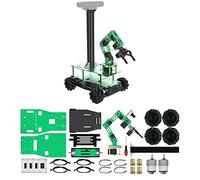 Yahboom Smart Robot Car Chassis with 6DOF Robotic Arm 80mm Mecanum Wheel High-Precision 520 Coded Geared Motor for Raspberry Pi Arduino DIY Kit (Suspension Chassis with Mecanum Wheel(L)+6DOF)