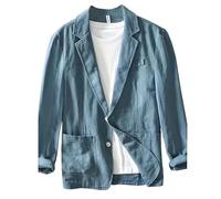 Yahbrra Chaqueta de Lino para Hombre, Traje de Ocio con Dos Botones, Deportiva Ligera y Ajustada