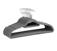 Yaheetech 100 Unidades Perchas de Traje Terciopelo Perchas Ropa Antideslizantes Fina Plastica para Hombros Gris con Cruz Barra