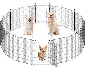 Yaheetech 16 Paneles Parque para Perros 60 x 80 cm con 2 Puertas Recinto