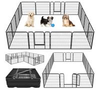 Yaheetech 16 Vallas para Perros 80X80 cm Parque de Cachorros Corral Jaula de Mascota Animales Perros Grandes Negro