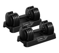 Yaheetech 2 Mancuerna Ajustable 5 en 1, Pesas Regulables 2-12kg Negro