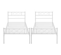 Yaheetech 2 Unidades Marco Metal Cama Individual con Espacio Almacenamiento Bajo Marco Altura del Suelo 32 cm para Colchón de 90 x 190 cm Blanco