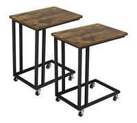 Yaheetech 2 x Mesa Auxiliar con Ruedas 50 x 35 x 60 cm para Salón Sofá Cama Dormitorio de Café Estilo Vintaje Retro Mesita Lateral Ordenador de Madera