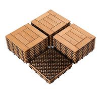 Yaheetech 27 Piezas Baldosas de Madera de Abeto 30,8 x 30,8 x 2,2cm (2.6m²) Suelo de Madera con Base de PP para Patio Interiores Exteriores Terraza de Jardín Junto a la Piscina Madera Natural