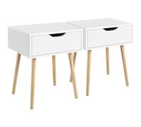 Yaheetech 2pcs Mesillas de Noche con 1 Cajón Mesitas de Noche para Dormitorio Mesa Auxiliar de Madera para Sala de Estar Blanco 48,5×41×57,5 cm